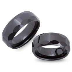 Exklusive schwarze Keramik Eheringe kratzfest KR0007s