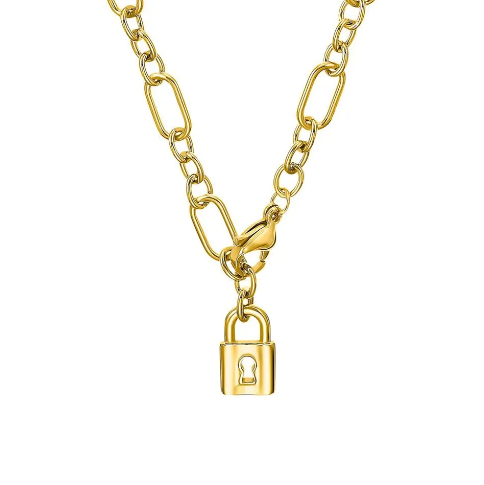 Figaro Damenkette aus Edelstahl mit Schloss, IP Gold 2032521