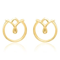 Florale Ohrstecker für Damen aus 925er Silber, gold LSE0036-G