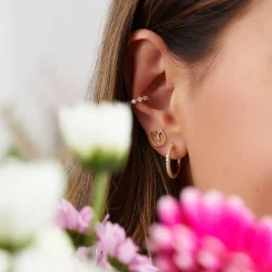 Florale Ohrstecker für Damen aus 925er Silber, gold LSE0036-G