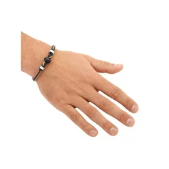 Geflochtenes Leder Armband schwarz hellbraun LB0080