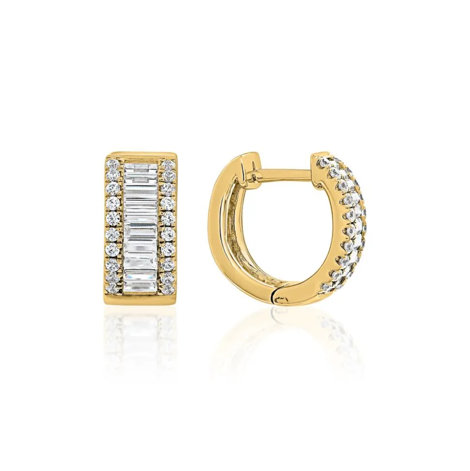 Gelbgold Creolen für Damen mit Lab Grown Diamanten BDE0042LG-GSL