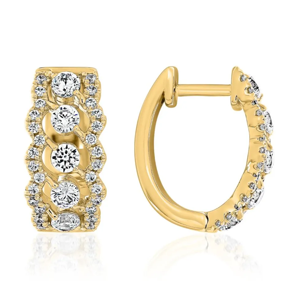 Gelbgold Creolen für Damen mit Lab Grown Brillanten BDE0084LG-GSL