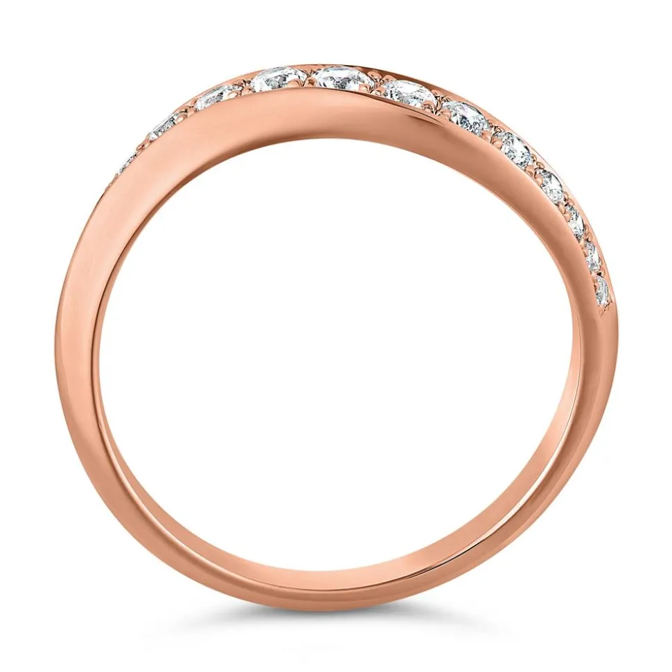 Geschwungener Damenring mit Diamanten, Roségold BDR0064-RSL