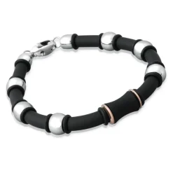 Glattes Kautschuk-Armband mit Edelstahlelement B0023
