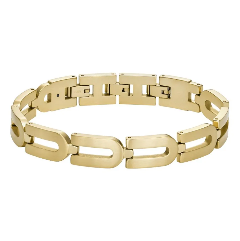 Gliederarmband Heritage D-Link aus Edelstahl, vergoldet JF04691710