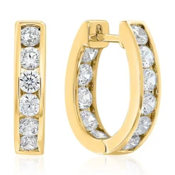 Gold Creolen für Damen mit Diamanten, laborgezüchtet BDE0041LG-GSL