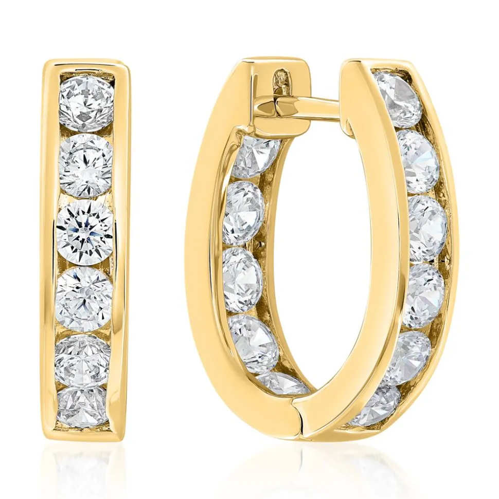 Gold Creolen für Damen mit Diamanten, laborgezüchtet BDE0041LG-GSL