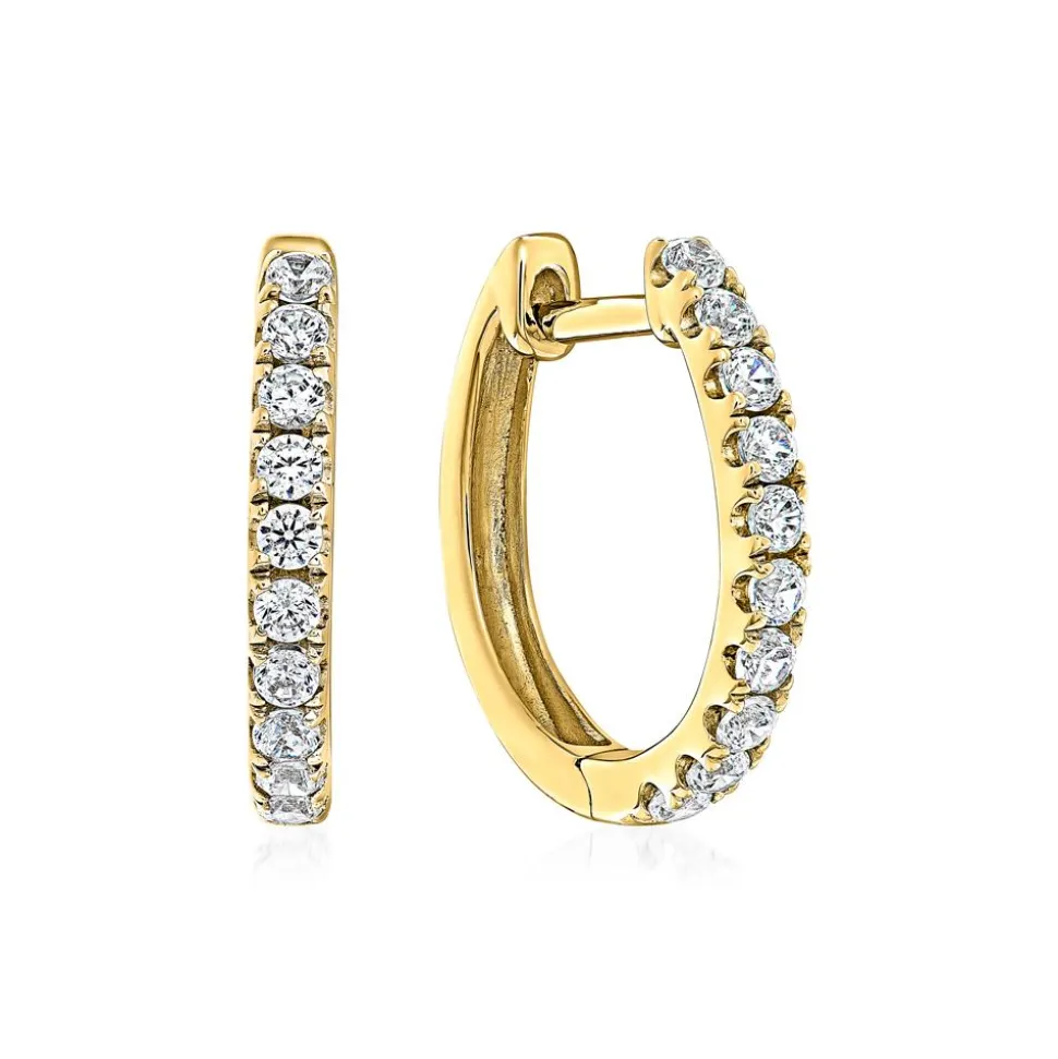 Gold Creolen für Damen mit Brillanten, Lab Grown BDE0044LG-GSL