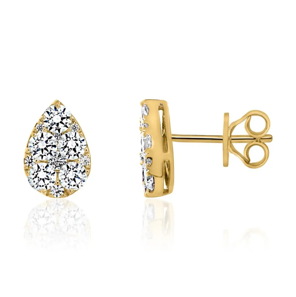 Gold Ohrschmuck Tropfen für Damen mit Lab Brillanten BDE0070LG-GSL