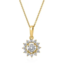 Goldene Damenkette mit Diamantanhänger BDP0051-GSLK