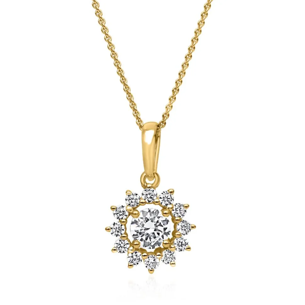 Goldene Damenkette mit Diamantanhänger BDP0051-GSLK