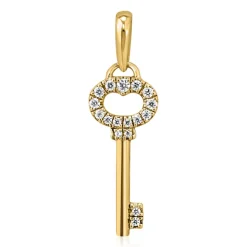 Goldene Damenkette mit Diamantanhänger Schlüssel BDP0040-GSLK