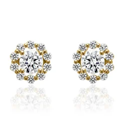 Goldene Halo Ohrstecker mit lab grown Brillanten BDE0037LG-GSL