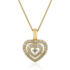 Goldene Kette mit Herzanhänger, lab grown Diamanten BDP0041LG-GSLK