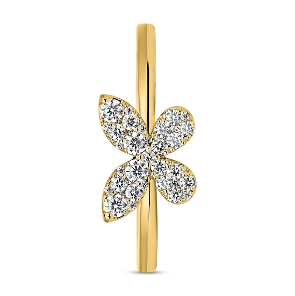 Goldener Damenring Schmetterling mit Diamanten BDR0100-GSL