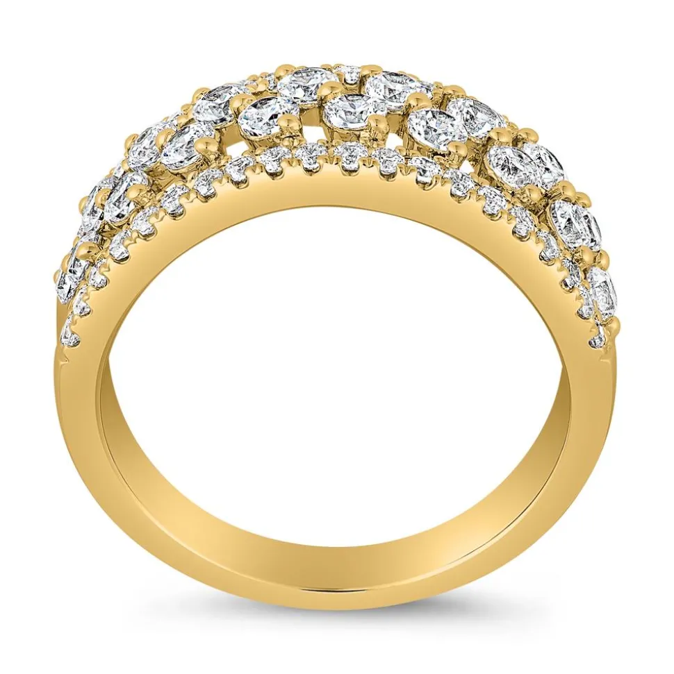 Goldener Diamantring für Damen, gravierbar BDR0073-GSL
