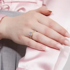 Goldener Diamantring für Damen, gravierbar BDR0033-GSL