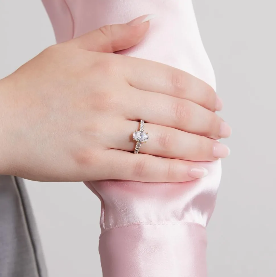 Goldener Diamantring für Damen, gravierbar BDR0033-GSL