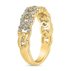 Goldener Gliederring mit Brillanten, gravierbar BDR0066-GSL