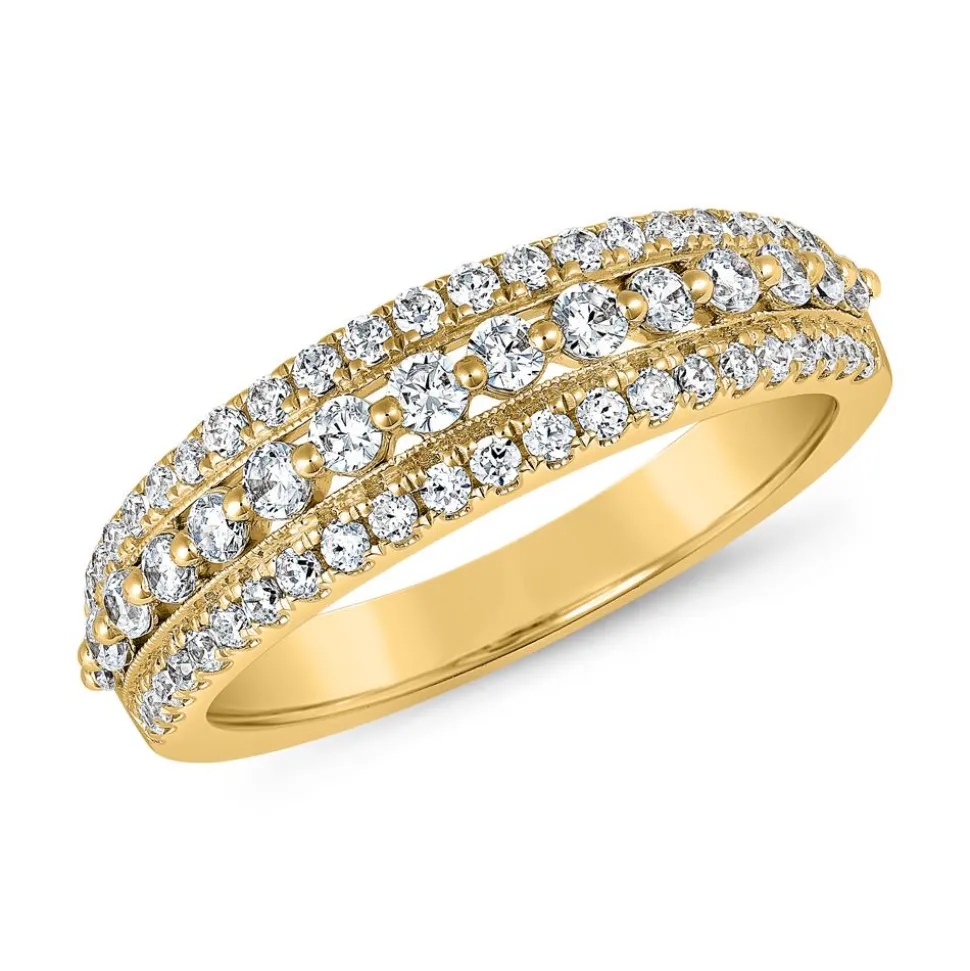 Goldener Gravurring für Damen mit Diamanten BDR0070-GSL