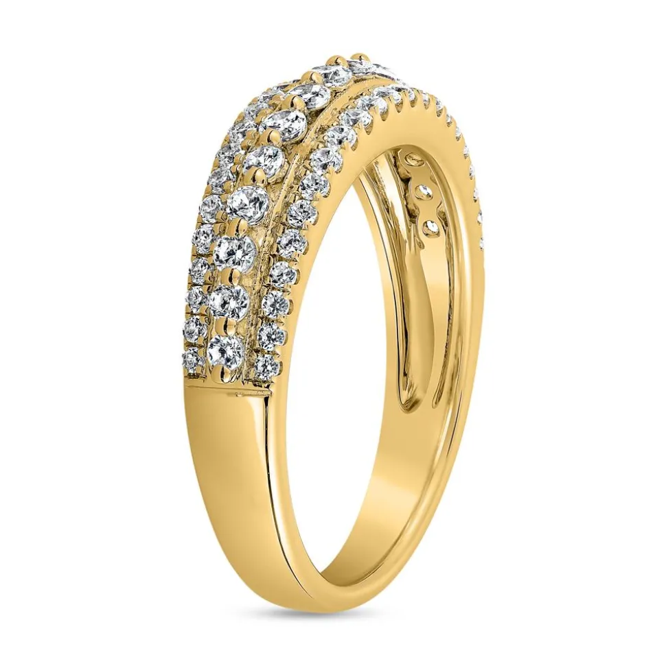Goldener Gravurring für Damen mit Diamanten BDR0070-GSL