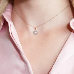 Goldener Halo Diamantanhänger für Damen BDP0045-GSL