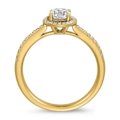 Goldener Halo Diamantring für Damen, gravierbar BDR0015-GSL