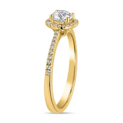 Goldener Halo Diamantring für Damen, gravierbar BDR0015-GSL
