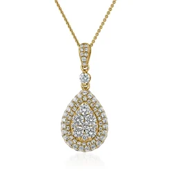 Goldener Halo-Anhänger Tropfen mit lab grown Diamanten BDP0049LG-GSL