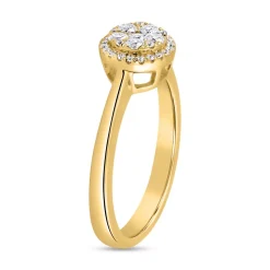 Goldener Halo-Ring mit Diamanten für Damen BDR0058-GSL