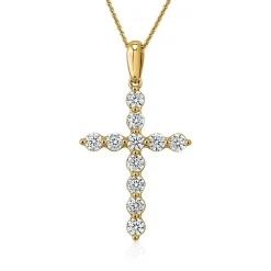 Goldener Kreuzanhänger für Damen mit Brillanten BDP0038-GSL