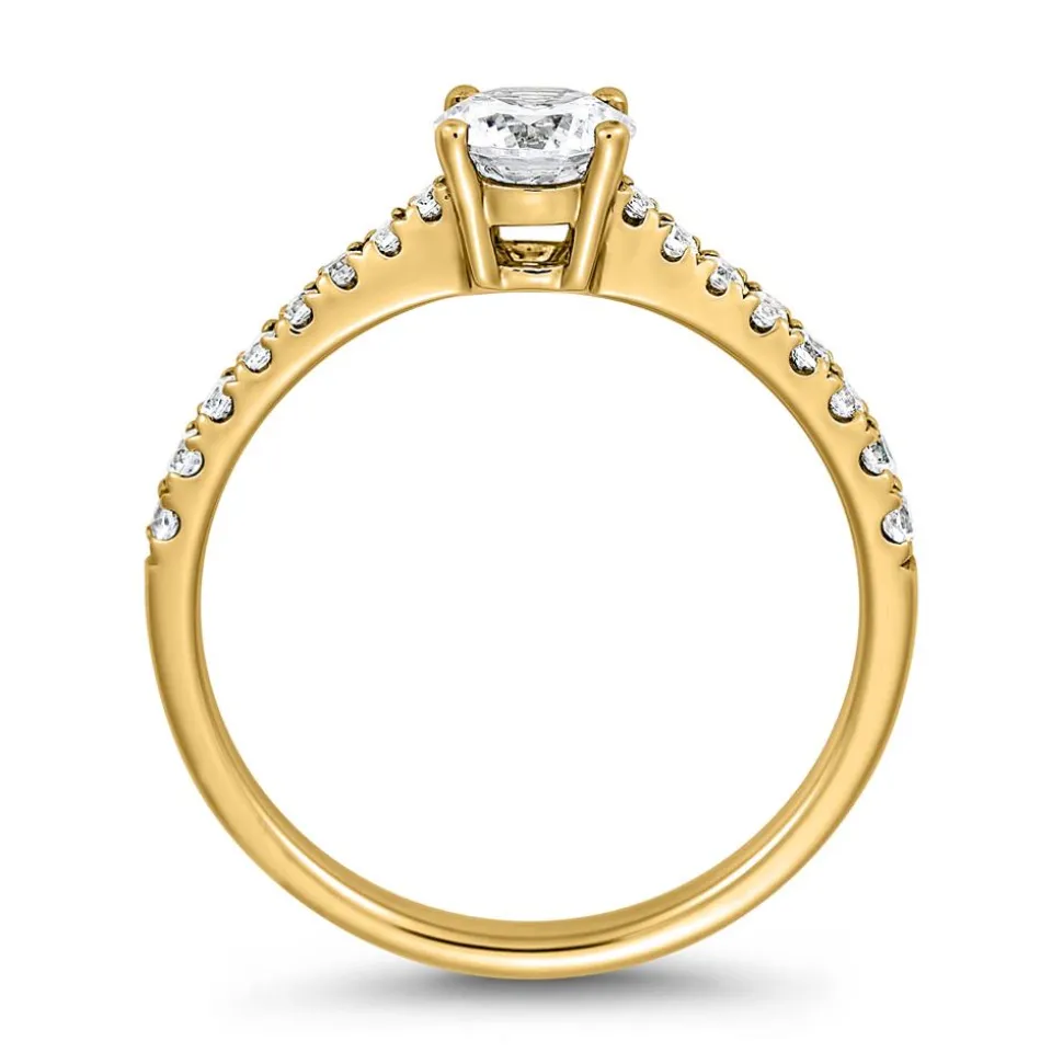 Goldener lab grown Diamantring für Damen, gravierbar BDR0019LG-GSL