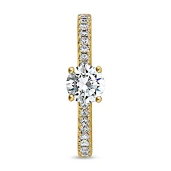 Goldener lab grown Diamantring für Damen, gravierbar BDR0019LG-GSL