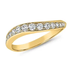 Goldener Ring für Damen mit Diamanten, geschwungen BDR0064-GSL