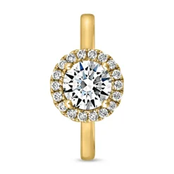 Goldener Verlobungsring Halo mit Diamanten, gravierbar BDR0021-GSL