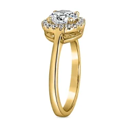 Goldener Verlobungsring Halo mit Diamanten, gravierbar BDR0021-GSL