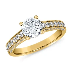 Goldener Verlobungsring mit Diamanten, gravierbar BDR0005-GSL