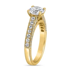 Goldener Verlobungsring mit Diamanten, gravierbar BDR0005-GSL