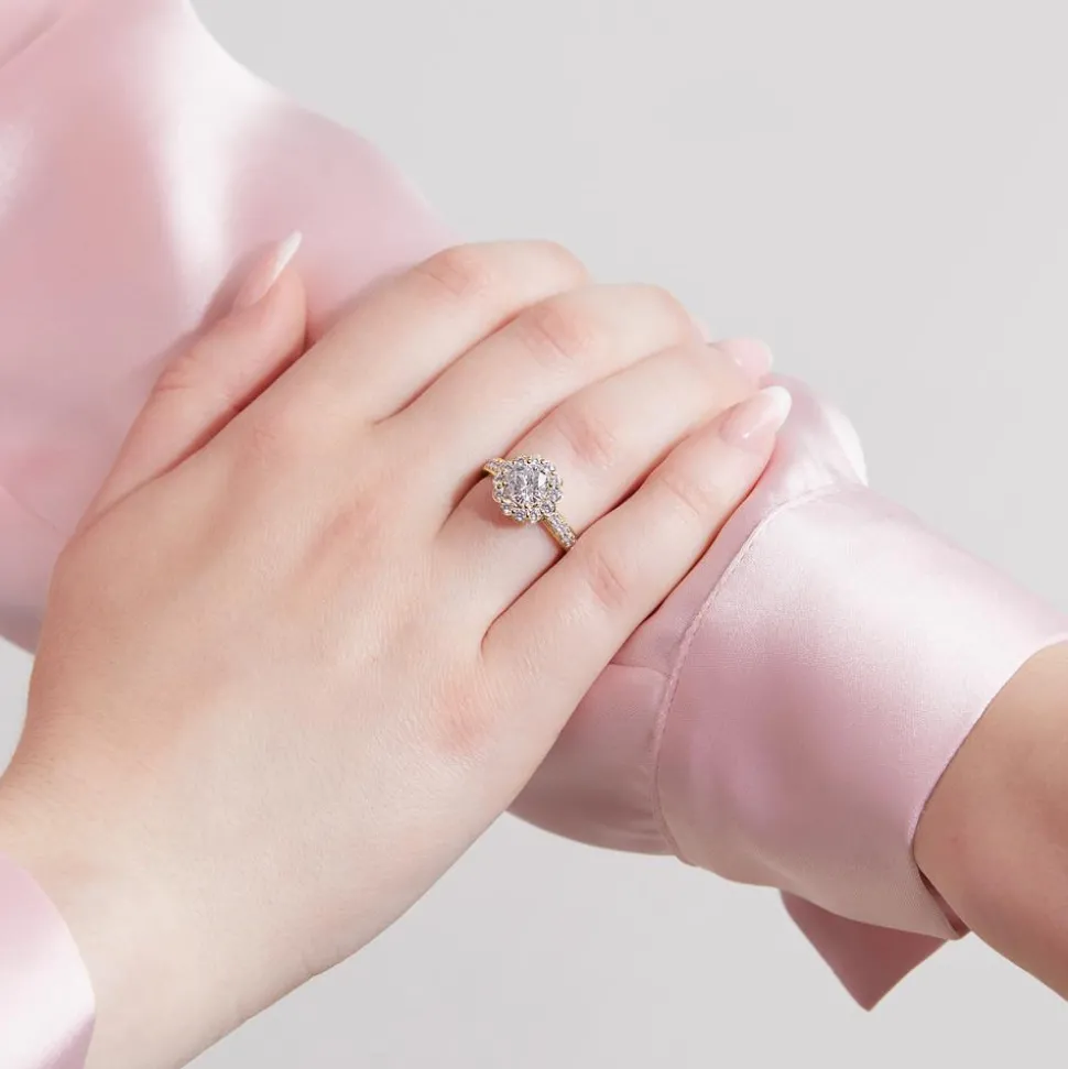 Goldener Verlobungsring mit Diamantbesatz BDR0031-GSL