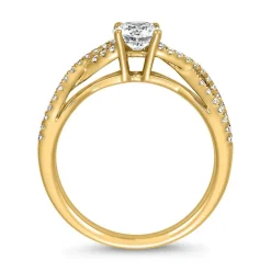 Goldener Verlobungsring mit Diamanten, gravierbar BDR0016-GSL
