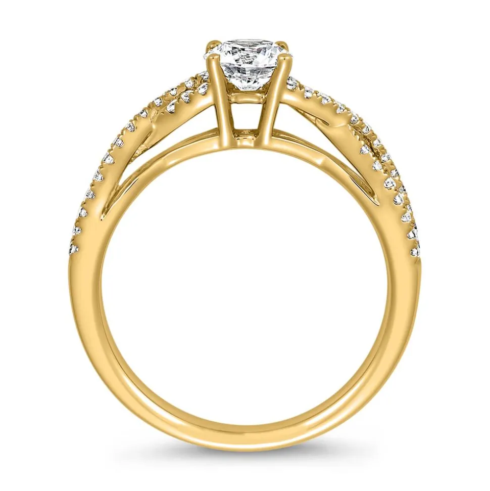Goldener Verlobungsring mit Diamanten, gravierbar BDR0016-GSL