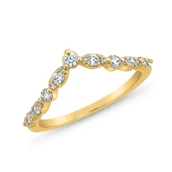 Goldener V-Ring für Damen mit Brillanten BDR0045-GSL