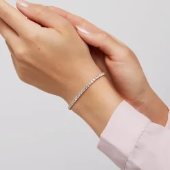 Goldenes Rivière-Armband mit Diamanten für Damen BDB0033-GSL