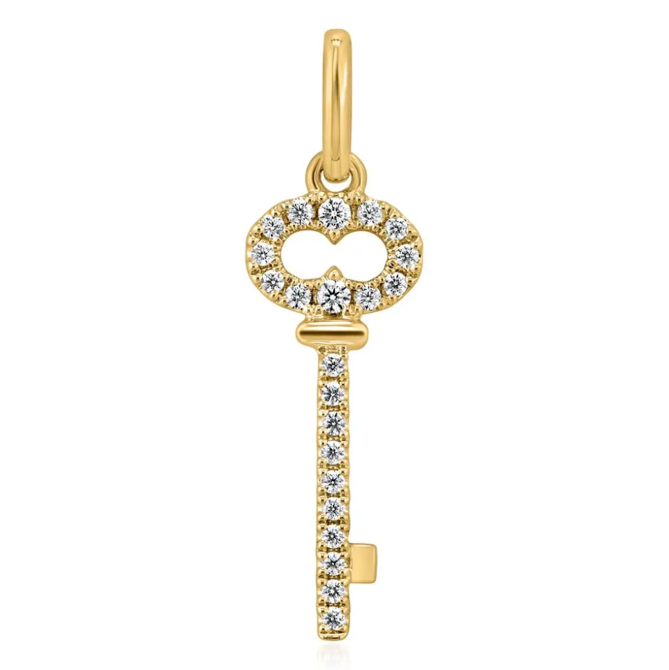 Goldkette für Damen mit Anhänger Schlüssel, Diamanten BDP0042-GSLK