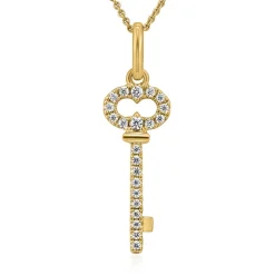 Goldkette für Damen mit Anhänger Schlüssel, Diamanten BDP0042-GSLK