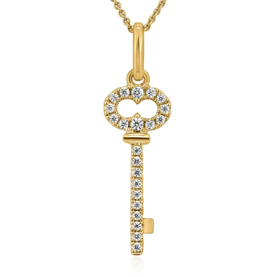 Goldkette für Damen mit Anhänger Schlüssel, Diamanten BDP0042-GSLK
