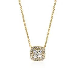 Goldkette Halo mit lab grown Diamanten für Damen BDN0010LG-GSL