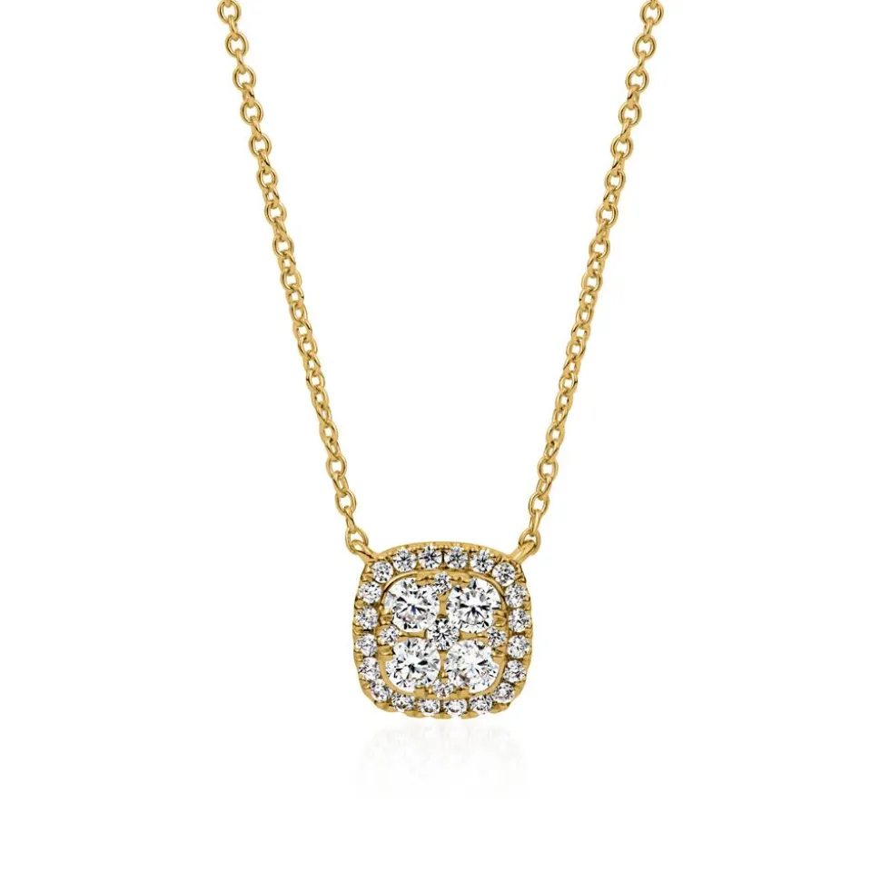 Goldkette Halo mit lab grown Diamanten für Damen BDN0010LG-GSL