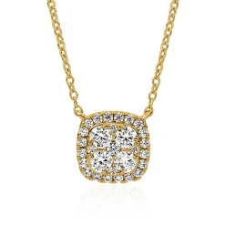 Goldkette Halo mit lab grown Diamanten für Damen BDN0010LG-GSL